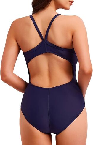 Women's Athletic One Piece Swimsuit Modest Tummy Control Bathing Suit High Waist High Cut Training Sport Swimwear in Kuwait