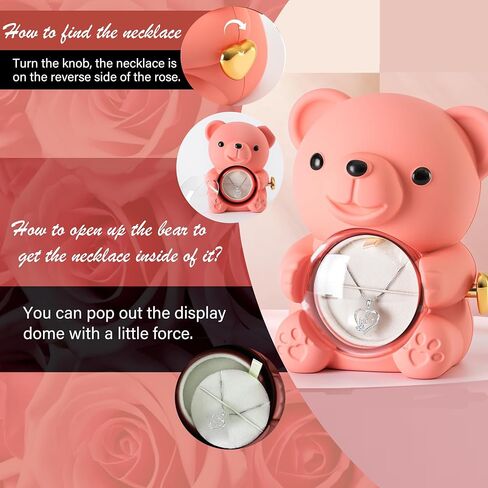 Cute Teddy Bear with Preserved Rose Gifts for Mom,Romantic Rose Flower Bear Teddy, Eternal Flowers with Mom Necklace Gifts for Mothers from Daughter and Son (Purple) in Saudi Arabia