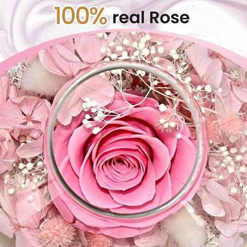 Birthday Gifts for Women,Eternal Preserved Real Rose with Scented Candle(Vinilla9Pcs+Rose9Pcs),Preserved Rose in Glass Dome, Christmas Valentine for Her Mom Girlfriend,Home Decor in Saudi Arabia