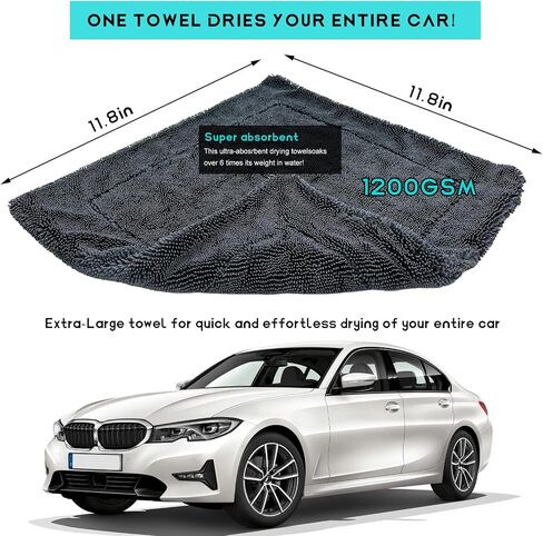 Microfiber Towels for Cars, 1200 GSM Ultra Thick 12.2"x12.2" Soft Car Detailing Drying Towel, Super Absorbent Double Twisted Loop Cloth Cleaning Towel for Car Truck SUV in Saudi Arabia