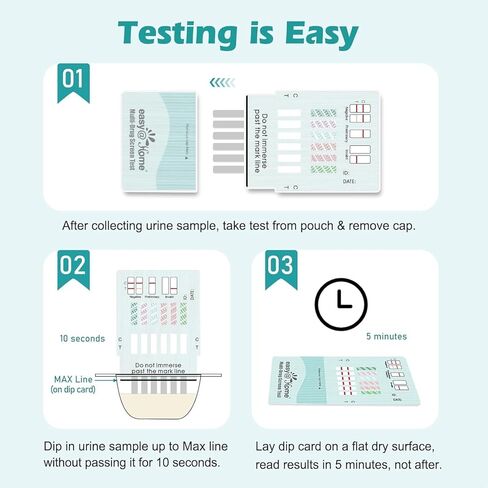 10 Pack Easy@Home 6 Panel Instant Urine Drug Test with Most Sensitive and Comprehensive OPI Test, Testing MOP (OPI 300), BUP,BZO,COC,MTD,OXY #EDOAP-865 in Saudi Arabia