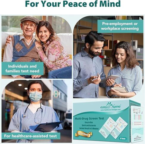 10 Pack Easy@Home 6 Panel Instant Urine Drug Test with Most Sensitive and Comprehensive OPI Test, Testing MOP (OPI 300), BUP,BZO,COC,MTD,OXY #EDOAP-865 in Saudi Arabia
