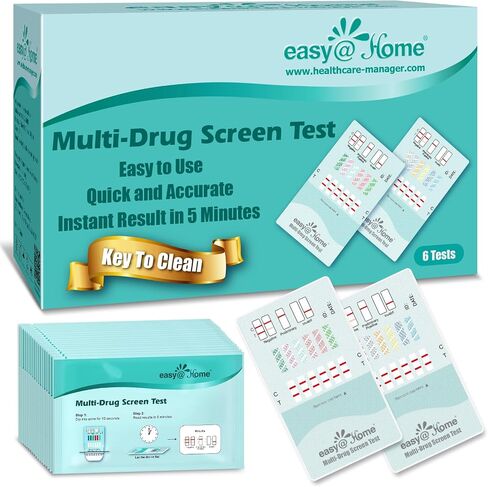 10 Pack Easy@Home 6 Panel Instant Urine Drug Test with Most Sensitive and Comprehensive OPI Test, Testing MOP (OPI 300), BUP,BZO,COC,MTD,OXY #EDOAP-865 in Kuwait