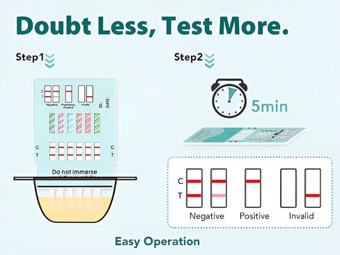 10 Pack Easy@Home 6 Panel Instant Urine Drug Test with Most Sensitive and Comprehensive OPI Test, Testing MOP (OPI 300), BUP,BZO,COC,MTD,OXY #EDOAP-865 in Kuwait