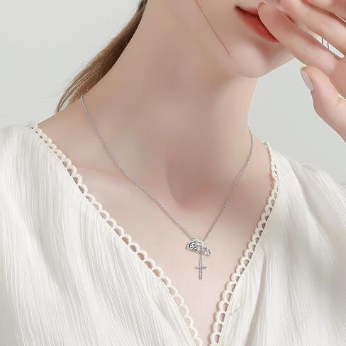 PELOVNY Saint Christopher Necklace for Men Sterling Silver Oxidation St Christopher Amulet Faith Oval Pendant Jewelry Birthday Fathers Day Christmas Halloween Gifts for Women Men in Saudi Arabia