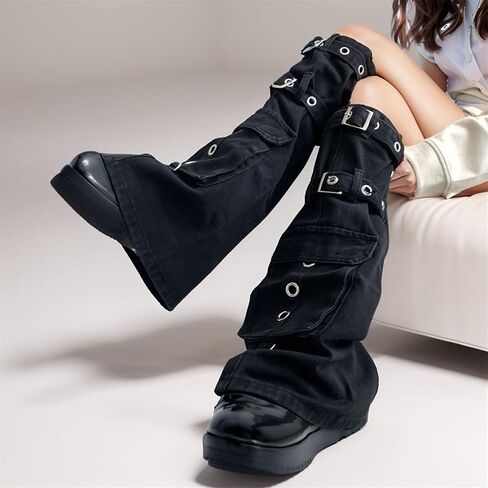 Sup-Coente Goth Hippie Leg Warmers for Women Alt Y2k Cyber Punk Scenecore Gothic in Kuwait