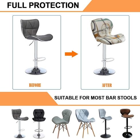 Counter Height Bar Stool Covers with Back Stretch Printed Kitchen Swivel Stools Slipcovers Curved Short Shell Back Barstools Covers for Dining Living Room and Bistro Pub 2 Pack #10 in Saudi Arabia