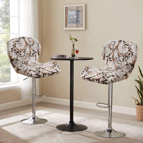Counter Height Bar Stool Covers with Back Stretch Printed Kitchen Swivel Stools Slipcovers Curved Short Shell Back Barstools Covers for Dining Living Room and Bistro Pub 2 Pack #10 in Saudi Arabia