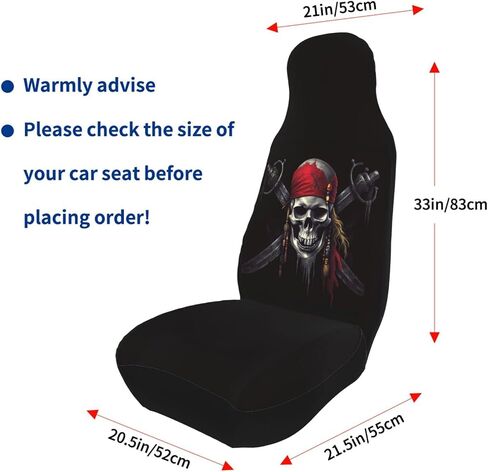 Ouqiuwa Car Accessories Seat Covers for Vehicle Interior, Pirates Skull Flag Front Seats Covers for Women Men 2 Pieces Car Seat Mat Cover Protector Universal Fit Auto SUV Trucks in Saudi Arabia