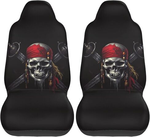 Ouqiuwa Car Accessories Seat Covers for Vehicle Interior, Pirates Skull Flag Front Seats Covers for Women Men 2 Pieces Car Seat Mat Cover Protector Universal Fit Auto SUV Trucks in Saudi Arabia