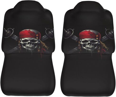 Ouqiuwa Car Accessories Seat Covers for Vehicle Interior, Pirates Skull Flag Front Seats Covers for Women Men 2 Pieces Car Seat Mat Cover Protector Universal Fit Auto SUV Trucks in Saudi Arabia