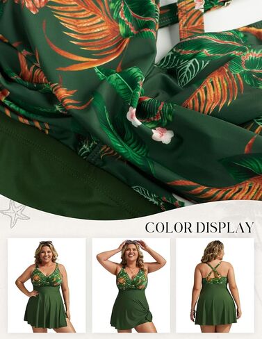 Hanna Nikole Plus Size Swimdress 2PCS Twist Front Swimsuit Tummy Control Skirtini with Shorts in Saudi Arabia