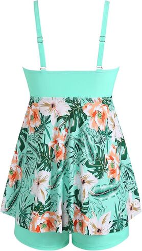 ZAFUL Tankini Swimsuits for Women Tummy Control Two Piece Modest Bathing Suits Floral Skirt Top with Boyshorts in Saudi Arabia