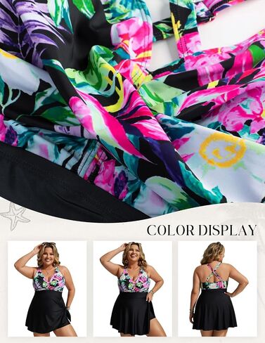 Hanna Nikole Plus Size Swimdress 2PCS Twist Front Swimsuit Tummy Control Skirtini with Shorts in Saudi Arabia