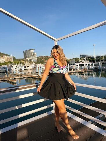 Hanna Nikole Plus Size Swimdress 2PCS Twist Front Swimsuit Tummy Control Skirtini with Shorts in Saudi Arabia