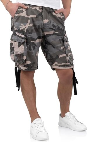 Surplus Men's Airborne Vintage Shorts Washed Black Camo in Kuwait