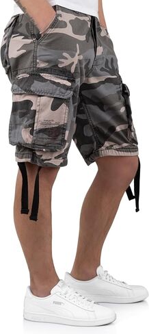 Surplus Men's Airborne Vintage Shorts Washed Black Camo in Kuwait