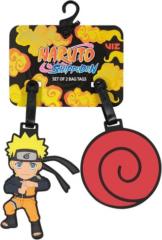 Naruto 2-Piece Suitcase ID Tag Set with Adjustable Straps, Uzumaki and Hidden Leaf Cloud, Multi, One Size in Kuwait