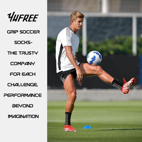 Yufree 4 Pairs Mens Grip Soccer Socks Non Slip Grippy Women Socks for Football Basketball Sports in Saudi Arabia