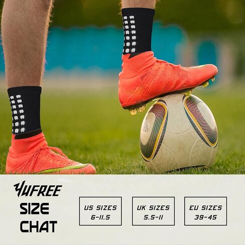 Yufree 4 Pairs Mens Grip Soccer Socks Non Slip Grippy Women Socks for Football Basketball Sports in Saudi Arabia