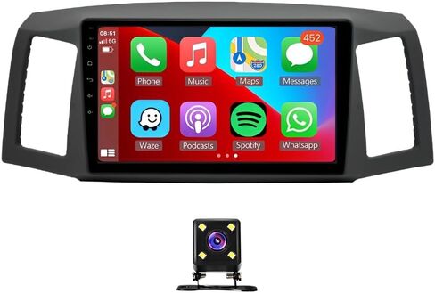 2+32G Android 13 Double Din Car Stereo Radio متوافق مع Grandcherokee 2004-2007 10 '' Screen Car Radio Audio مع Carplay Android Auto ، رابط المرآة ، تنقل GPS ، الكاميرا in Kuwait