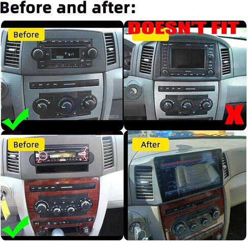 2+32G Android 13 Double Din Car Stereo Radio متوافق مع Grandcherokee 2004-2007 10 '' Screen Car Radio Audio مع Carplay Android Auto ، رابط المرآة ، تنقل GPS ، الكاميرا in Kuwait