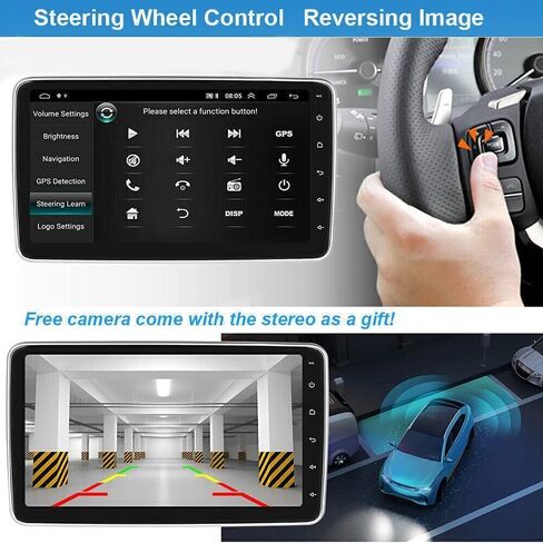 2+32G Android 13 Double Din Car Stereo Radio متوافق مع Grandcherokee 2004-2007 10 '' Screen Car Radio Audio مع Carplay Android Auto ، رابط المرآة ، تنقل GPS ، الكاميرا in Kuwait