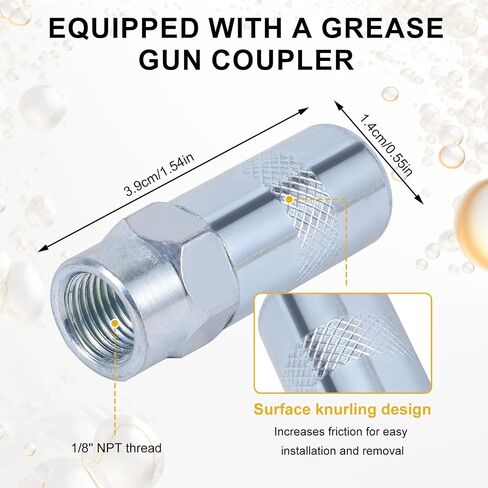 Grease Gun Hose with Grease Gun Coupler, Grease Gun Connector Grease Gun Accessory Kit Resin Spring Flex Hose for 1/8" NPT Thread Maximum Working Pressure 10000 PSI (Black) in Saudi Arabia