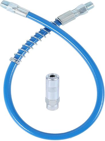 Grease Gun Hose with Grease Gun Coupler, Grease Gun Connector Grease Gun Accessory Kit Resin Spring Flex Hose for 1/8" NPT Thread Maximum Working Pressure 10000 PSI (Black) in Saudi Arabia