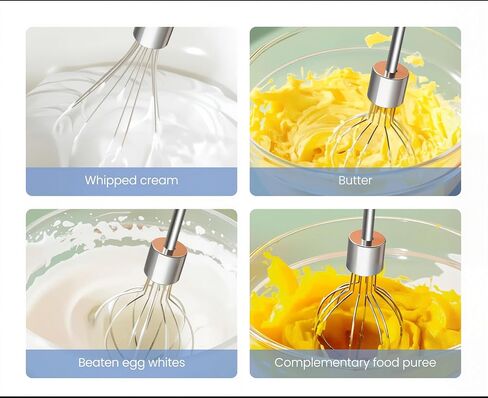 Electric Hand Mixer Whisk| Wireless Rechargeable Handheld Egg Beater with 2 Stainless Steel Mixing Heads | Portable Kitchen Aid Hand Mixer for Egg, Milkshake Cream, Cake, Baking & Cooking-Black in Kuwait