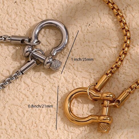 Chunky Charm Bracelet Stainless Steel Foxtail Wheat Chain Bracelet Heavy Screw Anchor Shackle Horseshoe Bracelets in Saudi Arabia