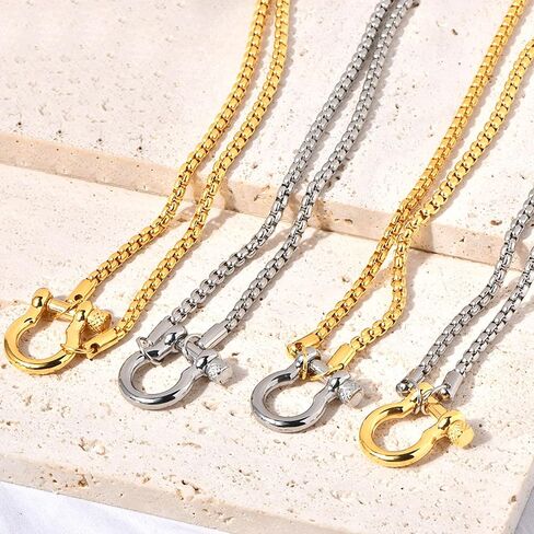 Chunky Charm Bracelet Stainless Steel Foxtail Wheat Chain Bracelet Heavy Screw Anchor Shackle Horseshoe Bracelets in Saudi Arabia