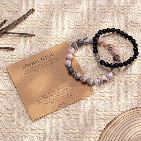 DUQGUHO Mommy and Me Bracelets Mothers Day Gifts for Mom from Daughter Son Matching Mother and Daughter Jewelry Mother Daughter Gift Back to School Bracelet 6/8 mm Mom Birthday Gifts in Saudi Arabia