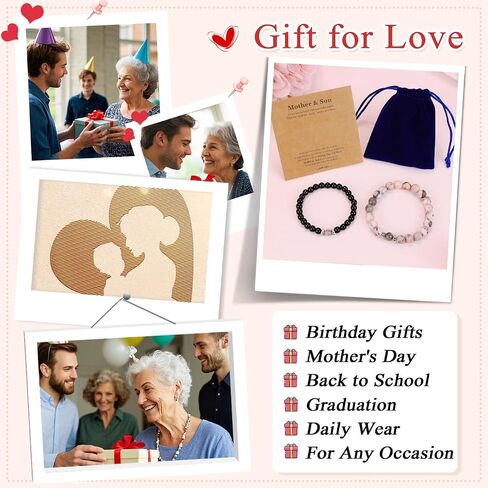DUQGUHO Mommy and Me Bracelets Mothers Day Gifts for Mom from Daughter Son Matching Mother and Daughter Jewelry Mother Daughter Gift Back to School Bracelet 6/8 mm Mom Birthday Gifts in Saudi Arabia