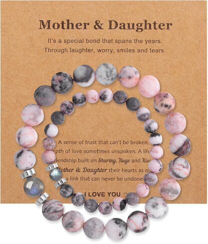 DUQGUHO Mommy and Me Bracelets Mothers Day Gifts for Mom from Daughter Son Matching Mother and Daughter Jewelry Mother Daughter Gift Back to School Bracelet 6/8 mm Mom Birthday Gifts in Saudi Arabia