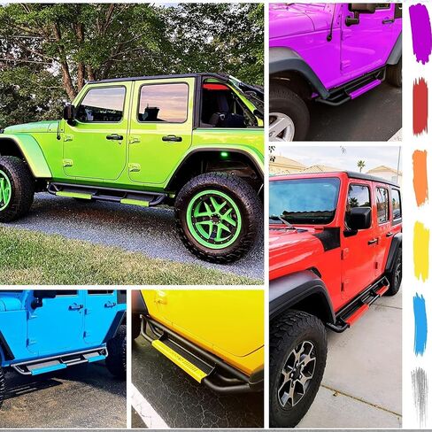 لوحات تشغيل OEDRO متوافقة مع 2007-2018 Jeep Wrangler JK Unlimited JKU 4 Door ، خطوات جانبية إسقاط ، شريط أسود وأحمر nerf in Saudi Arabia