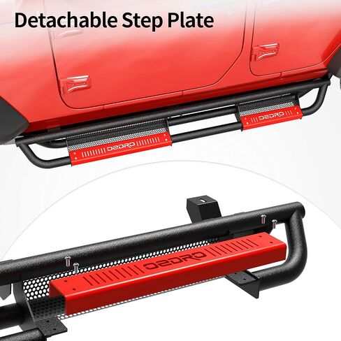 لوحات تشغيل OEDRO متوافقة مع 2007-2018 Jeep Wrangler JK Unlimited JKU 4 Door ، خطوات جانبية إسقاط ، شريط أسود وأحمر nerf in Saudi Arabia