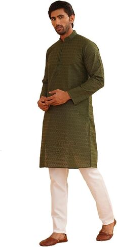 Sojanya (Since 1958 Motifs Embroidered Thread Work Pure Cotton Straight Kurta With Churidar in Saudi Arabia