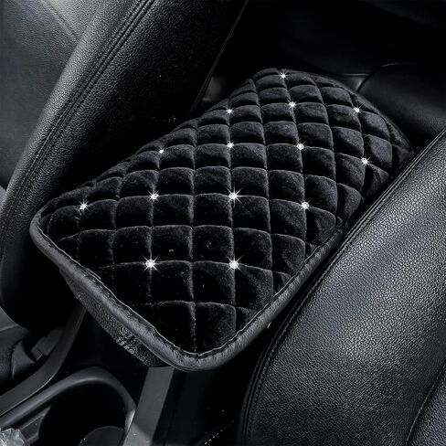 Frienda Furry Armrest Cover Bling Diamond Auto Center Cover Cover Cover Car Care Soft Console Pad ، REAL Sheeptin Wool Soft Fluffy Auto Center Cover لمعظم واقي الديكور (Rose Red) in Saudi Arabia