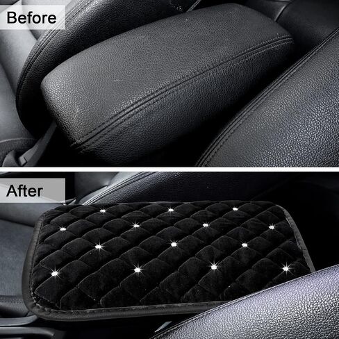 Frienda Furry Armrest Cover Bling Diamond Auto Center Cover Cover Cover Car Care Soft Console Pad ، REAL Sheeptin Wool Soft Fluffy Auto Center Cover لمعظم واقي الديكور (Rose Red) in Saudi Arabia
