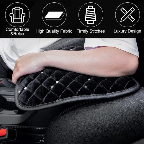 Frienda Furry Armrest Cover Bling Diamond Auto Center Cover Cover Cover Car Care Soft Console Pad ، REAL Sheeptin Wool Soft Fluffy Auto Center Cover لمعظم واقي الديكور (Rose Red) in Saudi Arabia