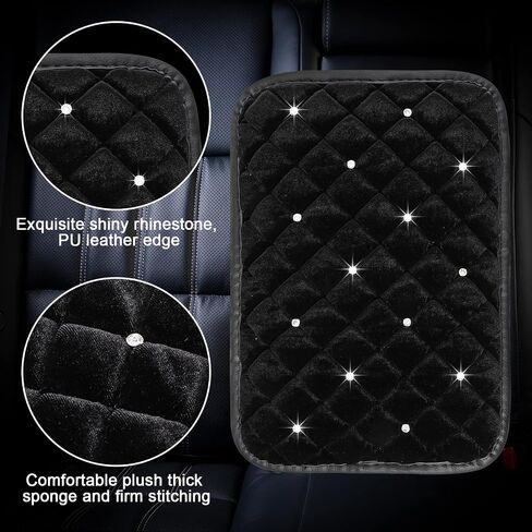 Frienda Furry Armrest Cover Bling Diamond Auto Center Cover Cover Cover Car Care Soft Console Pad ، REAL Sheeptin Wool Soft Fluffy Auto Center Cover لمعظم واقي الديكور (Rose Red) in Saudi Arabia
