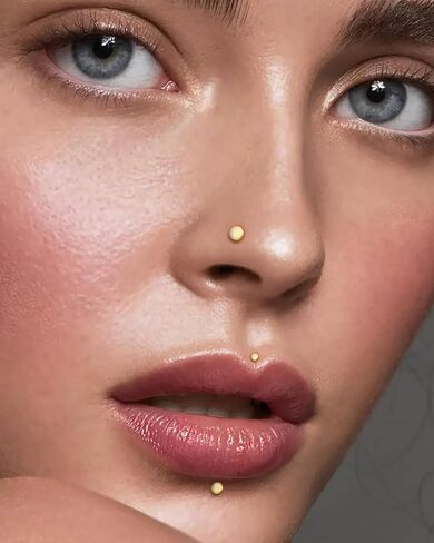 3Pairs Gold Disc Threadless Studs Earrings for Women, Surgical Steel Labret Studs Lip Rings, Push in Flat Back Nose Nostril Tragus Helix Piercing Jewelry for Women 18G in Kuwait