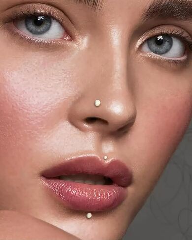 3Pairs Gold Disc Threadless Studs Earrings for Women, Surgical Steel Labret Studs Lip Rings, Push in Flat Back Nose Nostril Tragus Helix Piercing Jewelry for Women 18G in Kuwait
