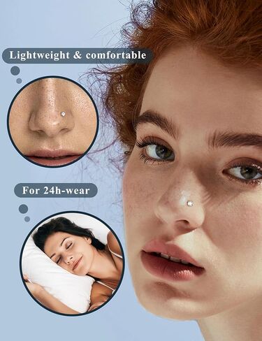 Florideco 14K Gold Filled Threadless Nose Studs for Women Hypoallergenic Surgical Steel Nose Rings Push In Flat back Nose Stud Labret Studs CZ Tragus Helix Piercing Jewelry 16G 18G 20G in Saudi Arabia