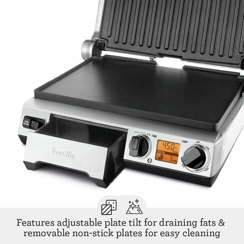 Breville BGR820XL Smart Grill, Electric Countertop Grill, Brushed Stainless Steel., 14" x 14" x 5 3/4" in Saudi Arabia