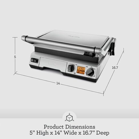Breville BGR820XL Smart Grill, Electric Countertop Grill, Brushed Stainless Steel., 14" x 14" x 5 3/4" in Saudi Arabia