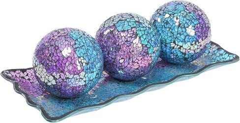 Afirst Devinative Ball and Glass Bowl - 4 بوصات مزوّدة مركزية من الفسيفساء مع صينية لديكور طاولة القهوة ، غرفة المعيشة ، طاولة الطعام ، الحفلات ، ديكور الزفاف in Kuwait