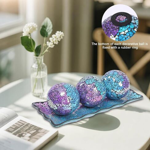 Afirst Devinative Ball and Glass Bowl - 4 بوصات مزوّدة مركزية من الفسيفساء مع صينية لديكور طاولة القهوة ، غرفة المعيشة ، طاولة الطعام ، الحفلات ، ديكور الزفاف in Kuwait