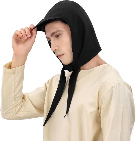 KUOIN Renaissance Coif Cap for Men, Medieval Brim Headscarf Bandana in Saudi Arabia